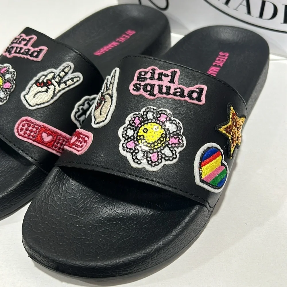 Steve Madden girls black sandals NWT size 2